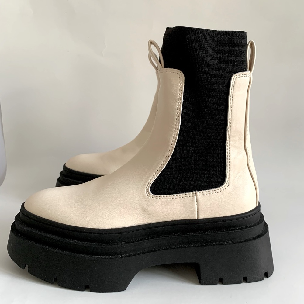 MNG Mango Geo Track Sole Contrast Chunky Ankle Boots